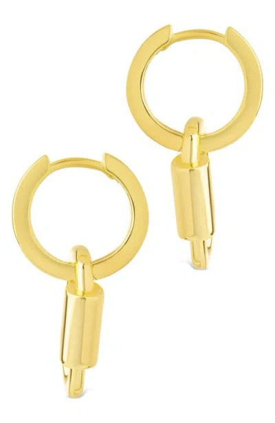 Sterling Forever Ellison Carabiner Drop Earrings In Gold