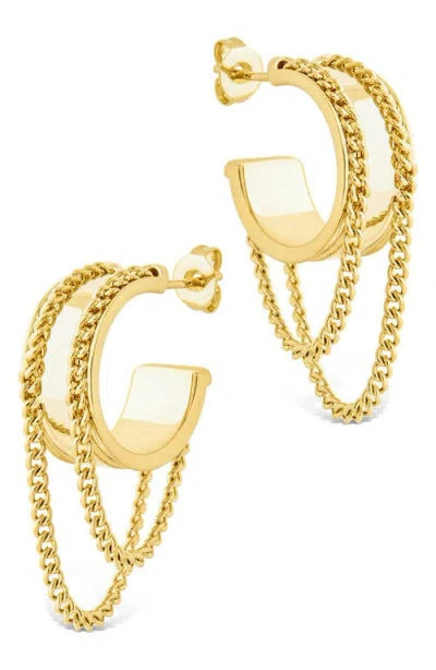 Sterling Forever Gwendolyn Chain Drop Hoop Earrings In Gold