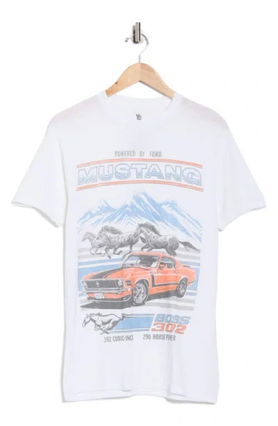 Junk Food Burnout Mustang Graphic T-shirt In White