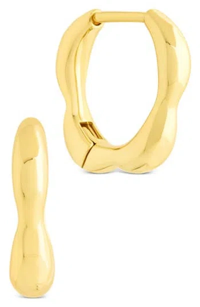 Sterling Forever Aileen Molten Micro Hoop Earrings In Gold