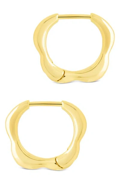 Sterling Forever Aileen Molten Micro Hoop Earrings In Gold