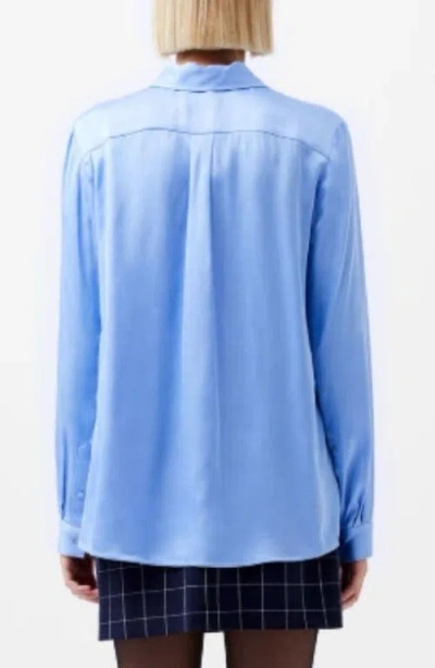 French Connection Ennis Satin Button-up Shirt In Blue