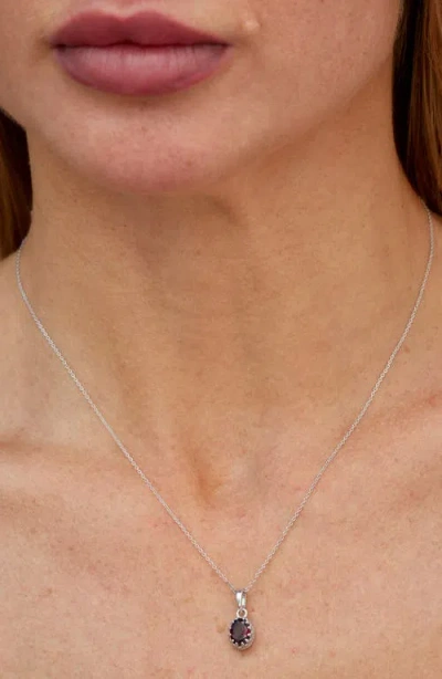 Savvy Cie Jewels Rhodium Plated Sterling Silver Semiprecious Stone Pendant Necklace In Metallic