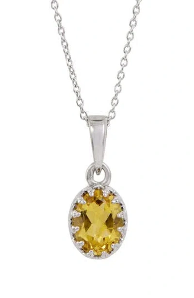 Savvy Cie Jewels Rhodium Plated Sterling Silver Semiprecious Stone Pendant Necklace In Silver