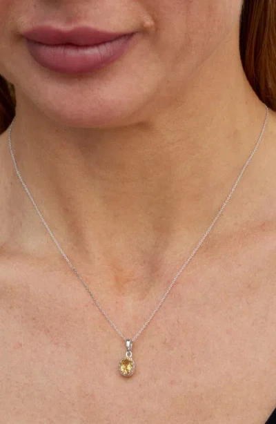 Savvy Cie Jewels Rhodium Plated Sterling Silver Semiprecious Stone Pendant Necklace In Silver