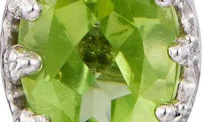 Savvy Cie Jewels Rhodium Plated Sterling Silver Oval Semiprecious Stone Stud Earrings In Green