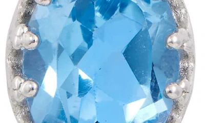 Savvy Cie Jewels Rhodium Plated Sterling Silver Semiprecious Stone Pendant Necklace In Blue