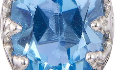 Savvy Cie Jewels Rhodium Plated Sterling Silver Oval Semiprecious Stone Stud Earrings In Blue