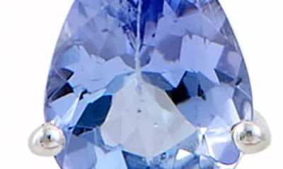 Savvy Cie Jewels Rhodium Plated Sterling Silver Tanzanite & Zircon Pendant Necklace In Silver