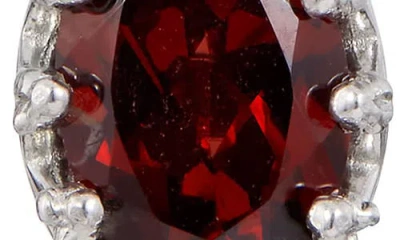 Savvy Cie Jewels Rhodium Plated Sterling Silver Oval Semiprecious Stone Stud Earrings In Brown