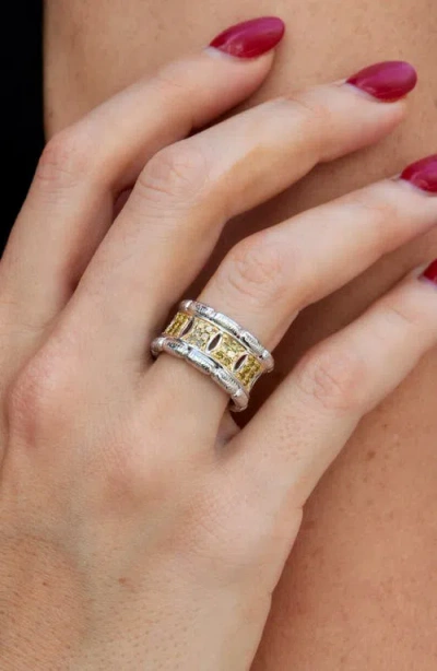 Savvy Cie Jewels Yellow Diamond Band Ring In Silver