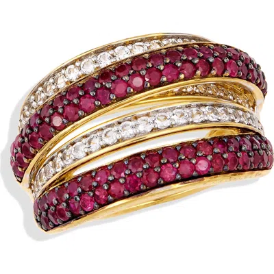 Savvy Cie Jewels Semiprecious Stone & White Sapphire Crossover Ring In Gold