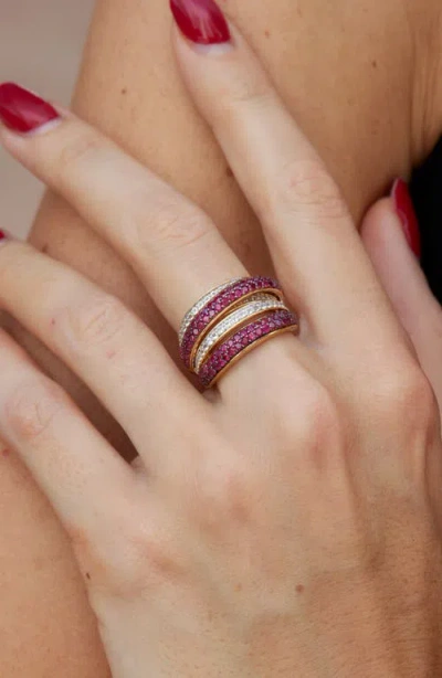 Savvy Cie Jewels Semiprecious Stone & White Sapphire Crossover Ring In Gold