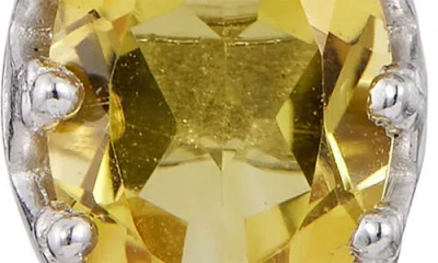 Savvy Cie Jewels Rhodium Plated Sterling Silver Oval Semiprecious Stone Stud Earrings In Yellow