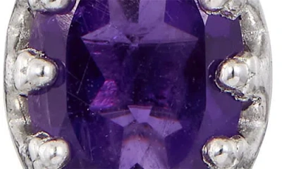 Savvy Cie Jewels Rhodium Plated Sterling Silver Oval Semiprecious Stone Stud Earrings In Purple