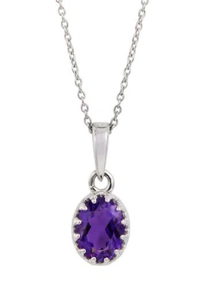 Savvy Cie Jewels Rhodium Plated Sterling Silver Semiprecious Stone Pendant Necklace In Purple