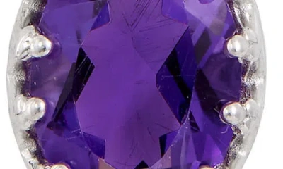 Savvy Cie Jewels Rhodium Plated Sterling Silver Semiprecious Stone Pendant Necklace In Purple