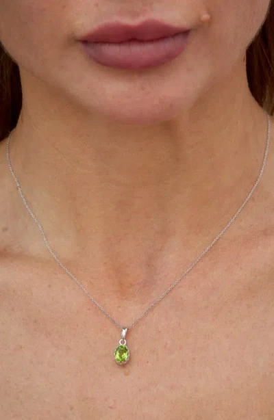 Savvy Cie Jewels Rhodium Plated Sterling Silver Semiprecious Stone Pendant Necklace In Silver