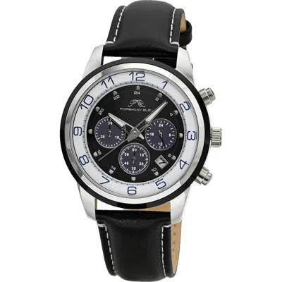 Porsamo Bleu Men's Arthur Genuine Leather Band Watch 1091garl In Black