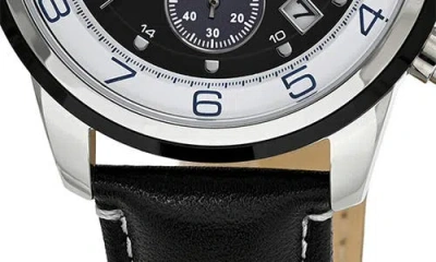 Porsamo Bleu Men's Arthur Genuine Leather Band Watch 1091garl In Black