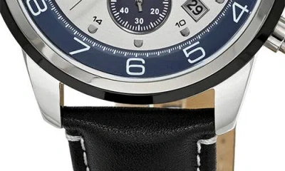 Porsamo Bleu Men's Arthur Genuine Leather Band Watch 1091harl In Black