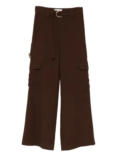 Ermanno Firenze Belted Pocket Trousers In Brown