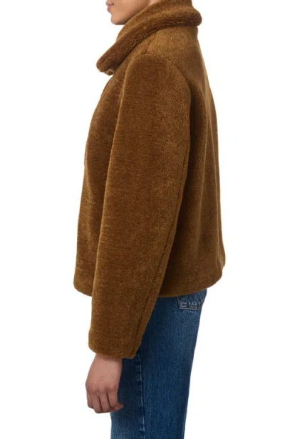 Bernardo Short Faux Shearling Coat In Brown