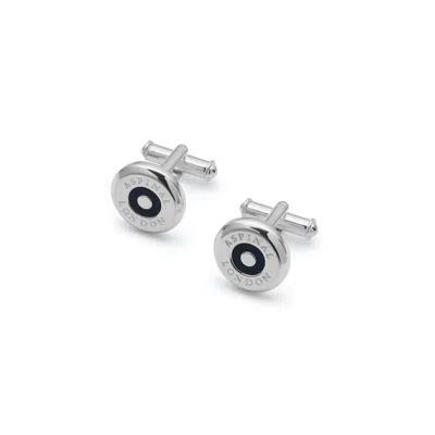 Aspinal Of London Enamel Button Cufflinks In Silver