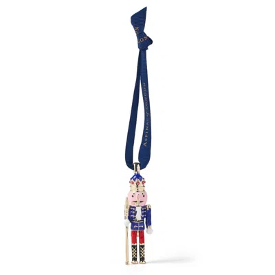 Aspinal Of London Gold Plated Nutcracker Christmas Decoration With Navy Jacket In Blue