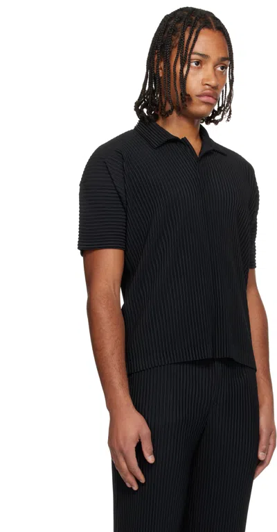 Issey Miyake Midnight Blue Polyester Polo Shirt In Black
