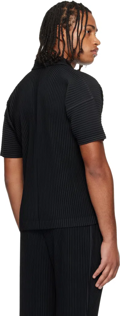 Issey Miyake Midnight Blue Polyester Polo Shirt In Black