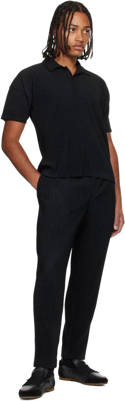 Issey Miyake Midnight Blue Polyester Polo Shirt In Black