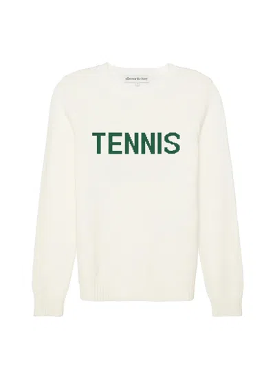 Ellsworth + Ivey Women's White Classic Tennis Crewneck - Ivory And Green In Yellow
