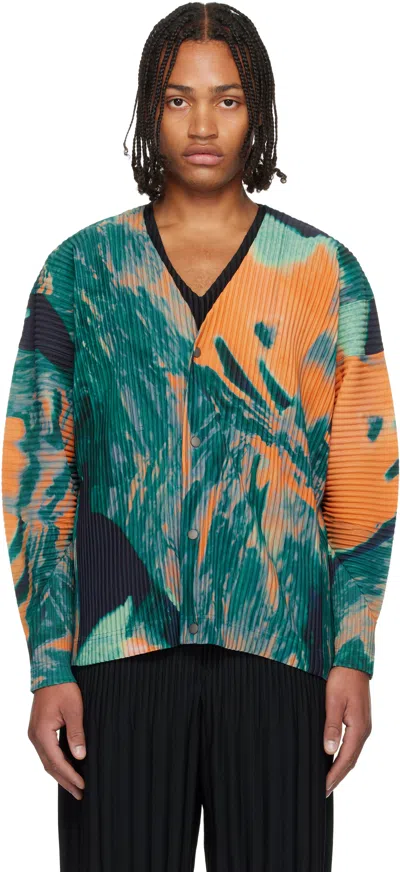 Issey Miyake Pleated Polyester Knitted Cardigan In Multi