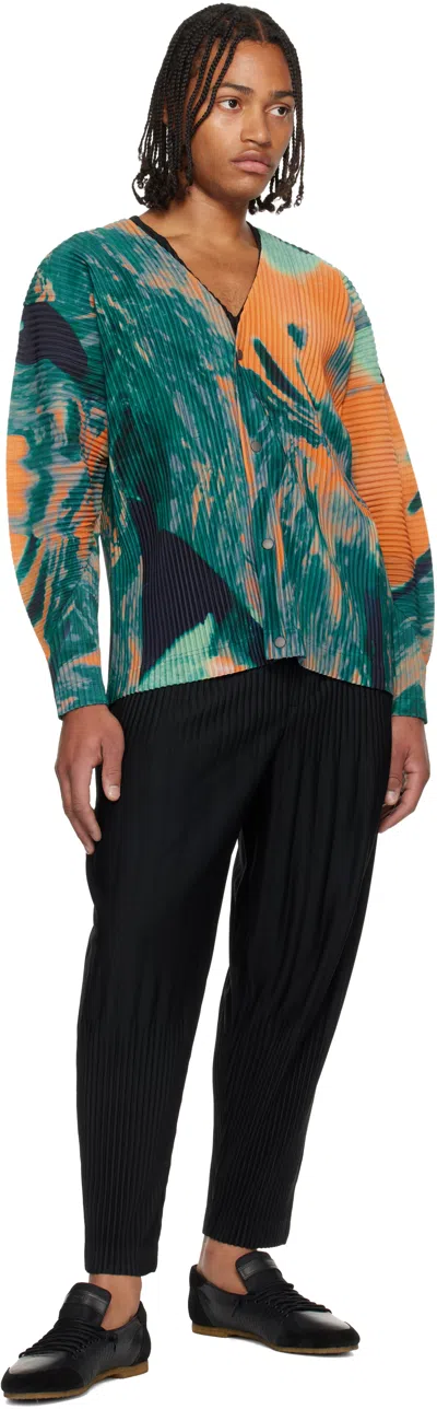 Issey Miyake Pleated Polyester Knitted Cardigan In Multi