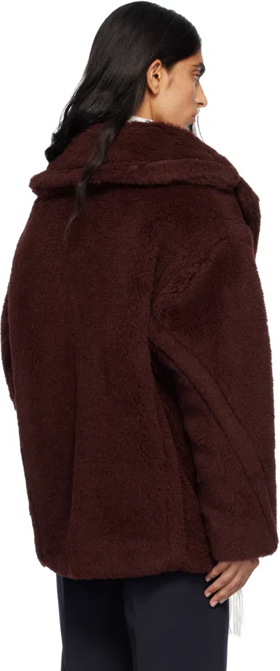Max Mara Olga Faux Fur Double-breasted Coat In Brown