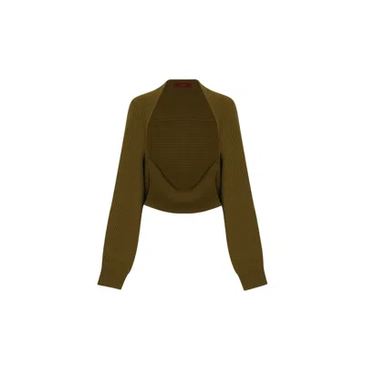 Callaite Women's Green Pure Cashmere Choou Icon Shrug - Olive In Green