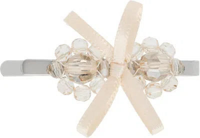 Simone Rocha Beige Petite Bow Mini Flower Hair Clip In Gold