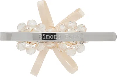Simone Rocha Beige Petite Bow Mini Flower Hair Clip In Gold