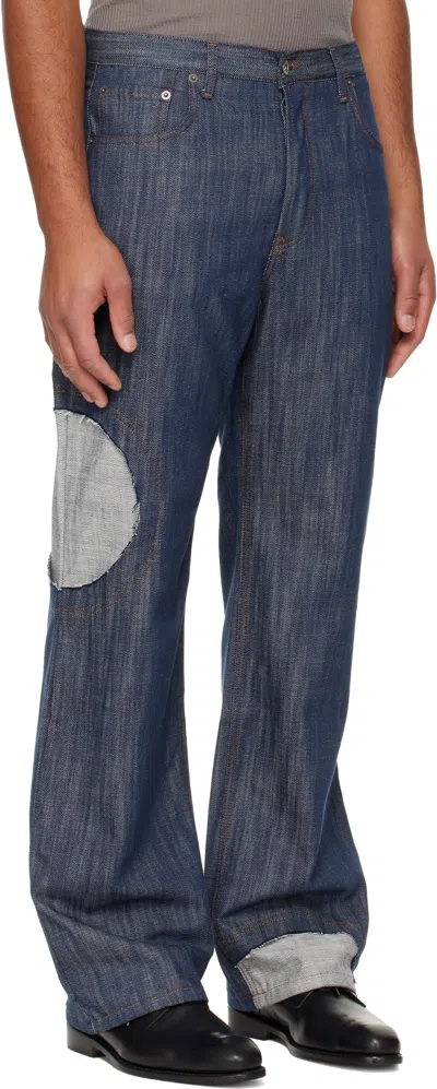 Edward Cuming Navy Circle Window V01s Jeans In Blue