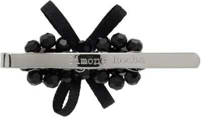 Simone Rocha Black Petite Bow Mini Flower Hair Clip In Black