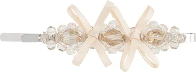 Simone Rocha Beige Petite Bow Detail Flower Hair Clip In Gold