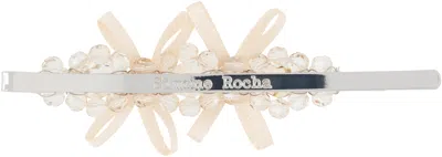 Simone Rocha Beige Petite Bow Detail Flower Hair Clip In Gold