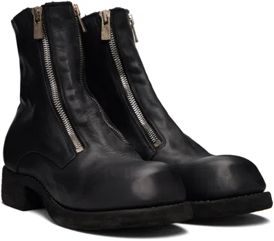 Guidi Black Horse Double Front Zip Boots In Black
