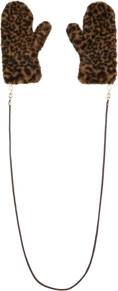 Max Mara Ombrat Leopard-pattern Mittens In Brown