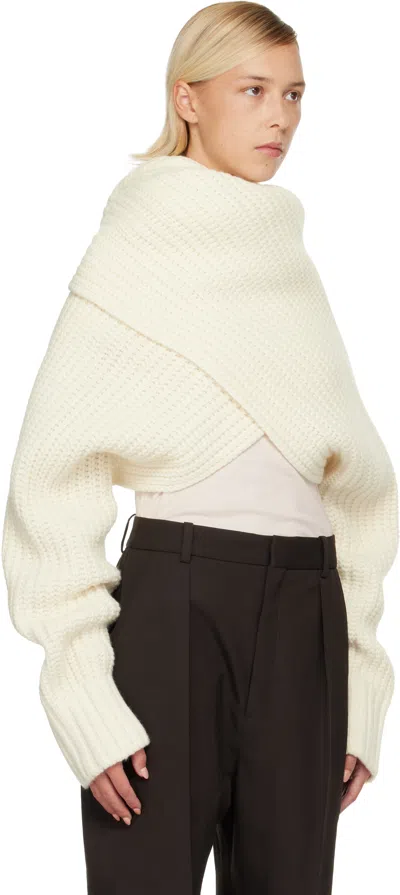 Sacai Off-white Wool Knit Pullover Turtleneck In Neutral