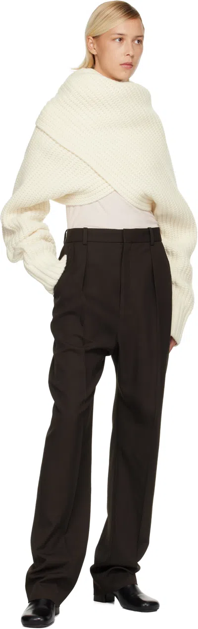 Sacai Off-white Wool Knit Pullover Turtleneck In Neutral