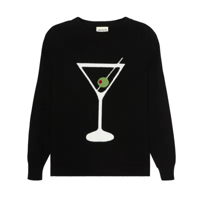 Ellsworth + Ivey Women's Black Riley Crewneck Sweater - Martini Glass In Black