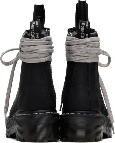 Rick Owens X Dr. Martens Quad Sole Steel Toe Leather Ankle Boots In Black