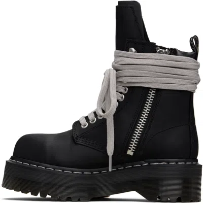 Rick Owens X Dr. Martens Quad Sole Steel Toe Leather Ankle Boots In Black